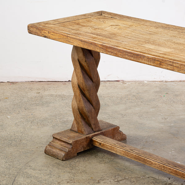 A Bleached Oak Rectangular Table Raised on twisted Pedestal