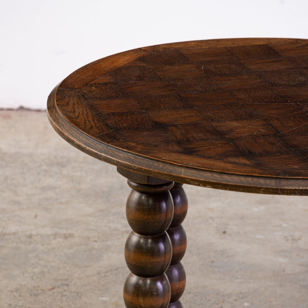 1940s Oak Side Table in the Manner of Duoudyt