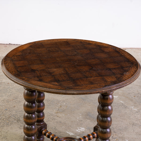 1940s Oak Side Table in the Manner of Duoudyt