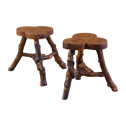 Trefoil Stools with Naturalistic Legs (2 available)