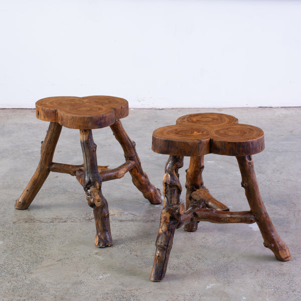 Trefoil Stools with Naturalistic Legs (4 available)