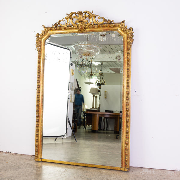 A Large Louis XVI Style Gilt Overmantel Mirror