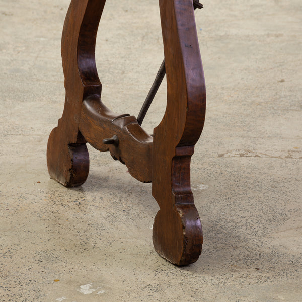 19th Century Spanish Console Table with Solid Walnut Plank Top