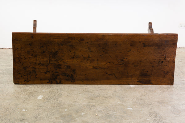 19th Century Spanish Console Table with Solid Walnut Plank Top