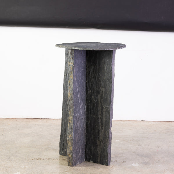 A Wabi Sabi Slate Topped Pedestal/Side Table (2 Available)