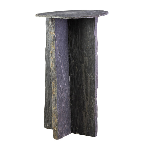 A Wabi Sabi Slate Topped Pedestal/Side Table (2 Available)