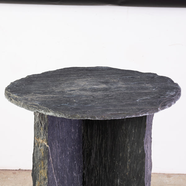 A Wabi Sabi Slate Topped Pedestal/Side Table (2 Available)