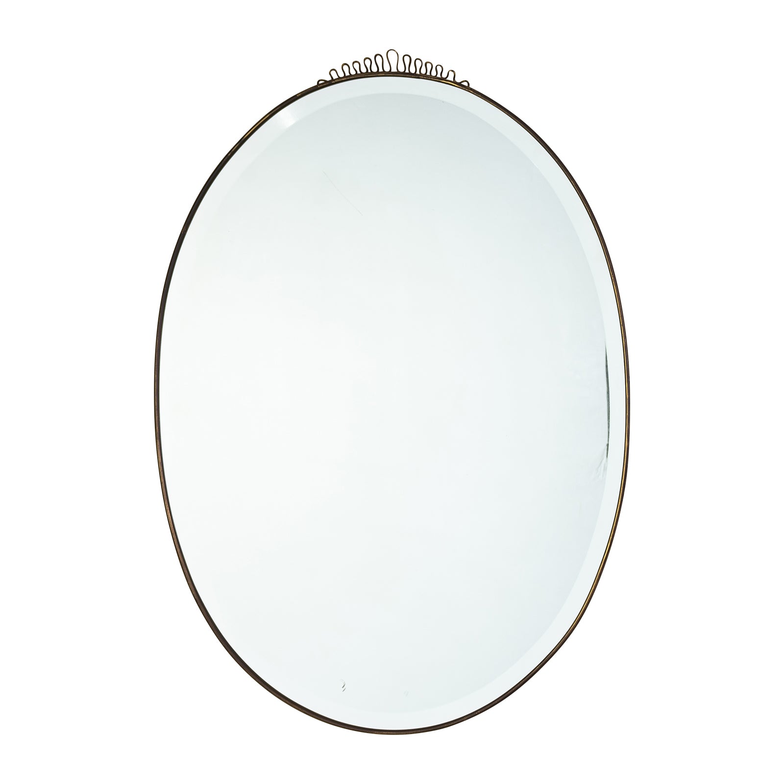 A Mid Century Oval Circular Mirror Pierced Cresting