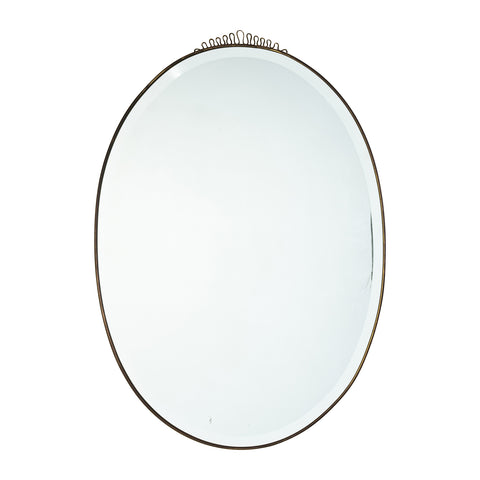 A Mid Century Oval Circular Mirror Pierced Cresting