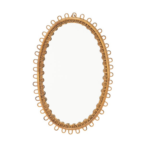 1970s Oval Cane Mirror probably Franco Albini