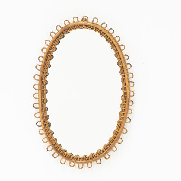 1970s Oval Cane Mirror probably Franco Albini