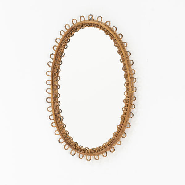 1970s Oval Cane Mirror probably Franco Albini