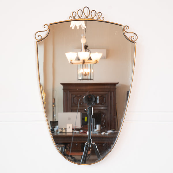 A Mid Century Gio Ponti Style Italian Brass Framed Mirror