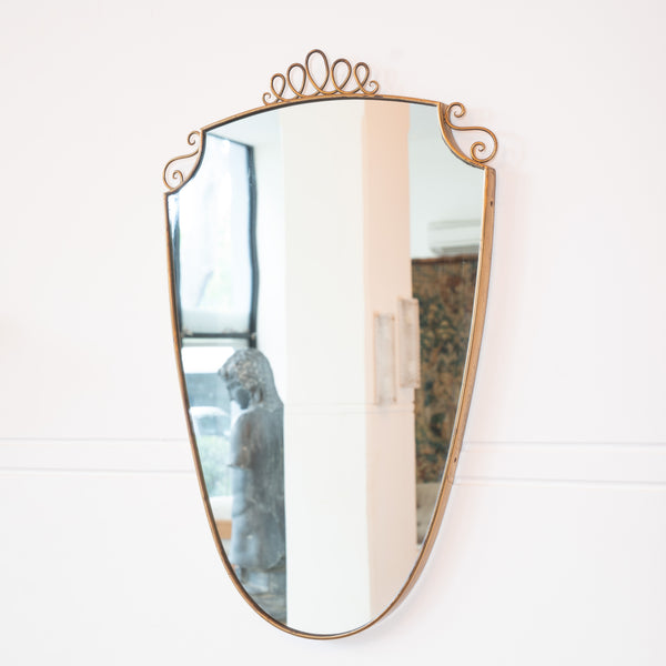A Mid Century Gio Ponti Style Italian Brass Framed Mirror