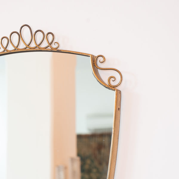 A Mid Century Gio Ponti Style Italian Brass Framed Mirror
