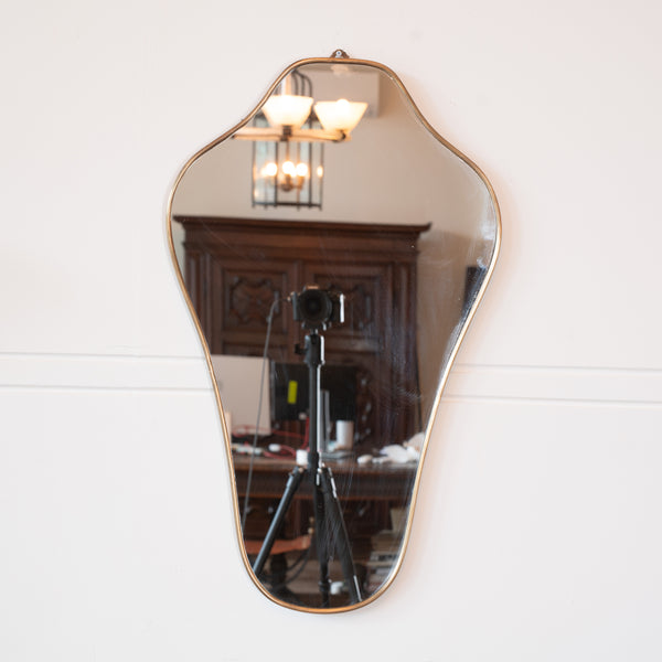Pair 1970s Shaped Italian Brass Mirrors