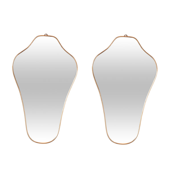 Pair 1970s Shaped Italian Brass Mirrors
