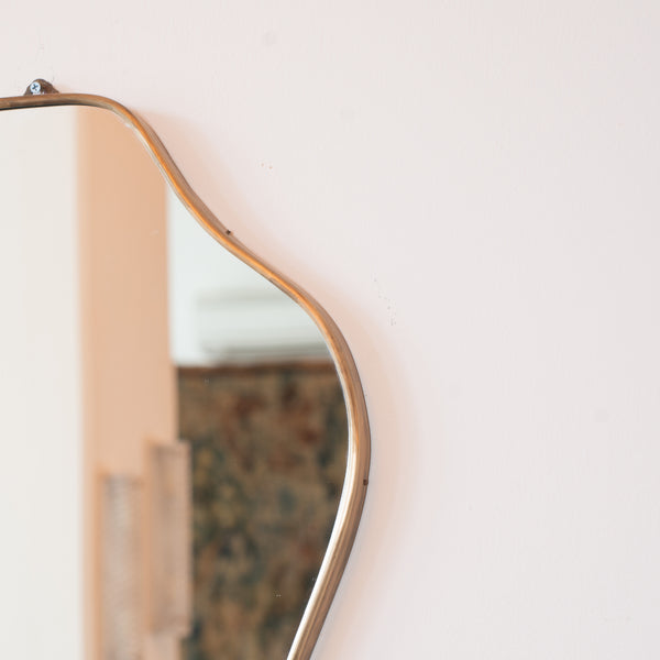 Pair 1970s Shaped Italian Brass Mirrors