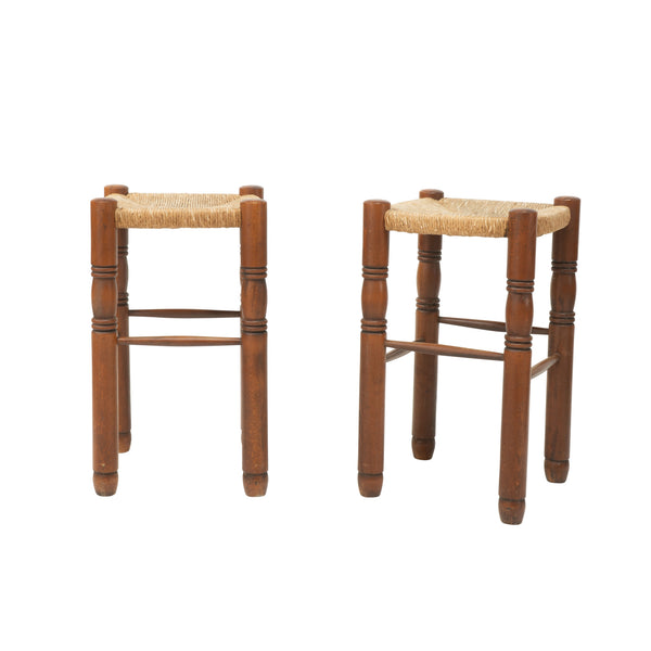 Pair of Dudouyt Style Stools with Rush caned Seats