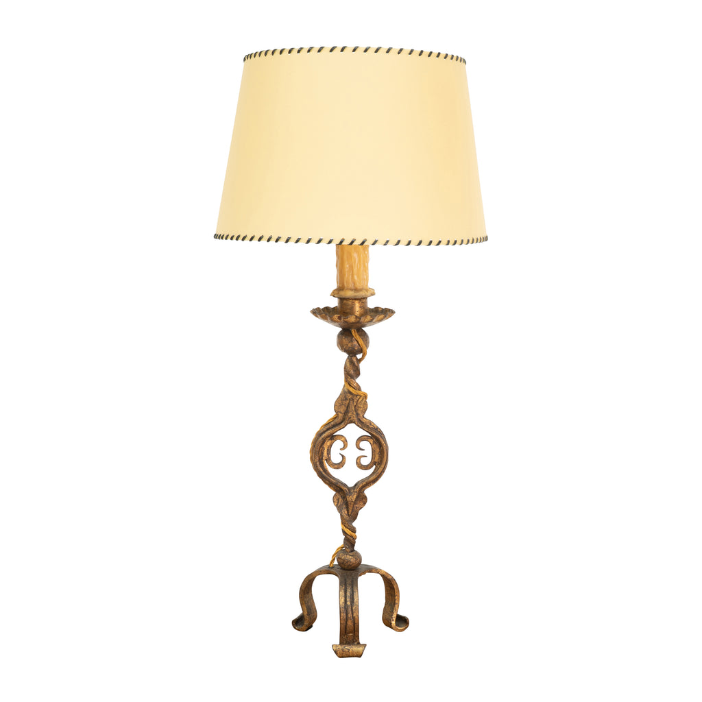 1950s Spanish Gilt Wrought Iron Table Lamp