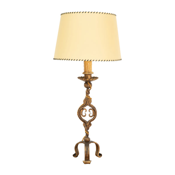 1950s Spanish Gilt Wrought Iron Table Lamp
