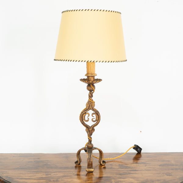 1950s Spanish Gilt Wrought Iron Table Lamp