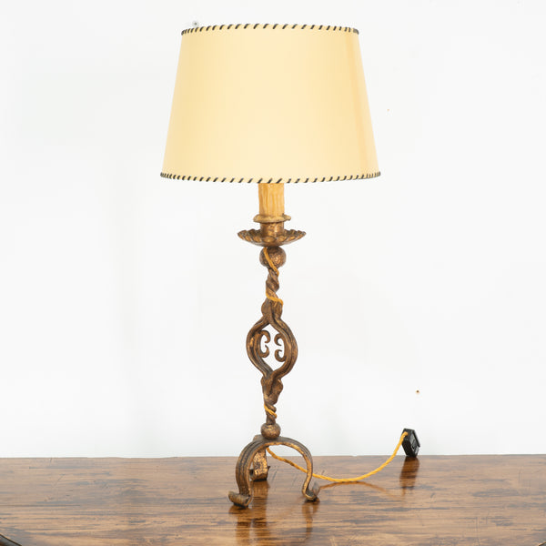 1950s Spanish Gilt Wrought Iron Table Lamp