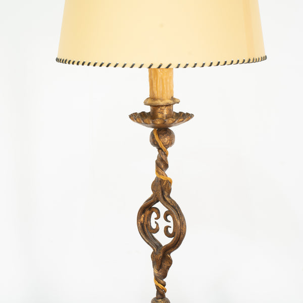 1950s Spanish Gilt Wrought Iron Table Lamp