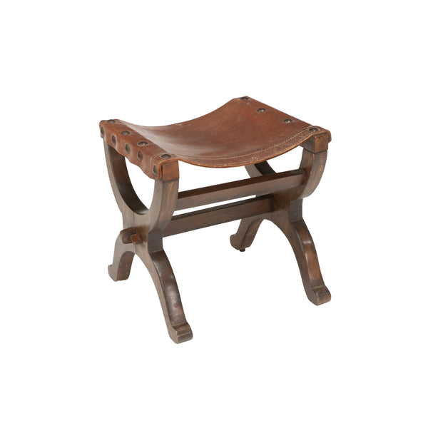 Mid 20th Century Spanish Leather Topped Tabouret