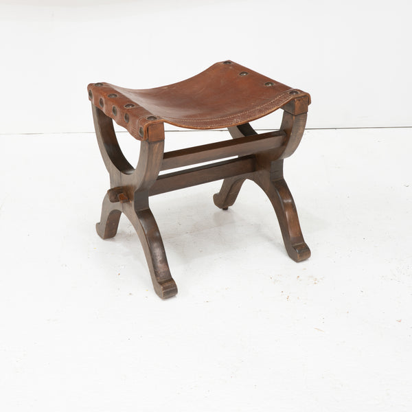 Mid 20th Century Spanish Leather Topped Tabouret