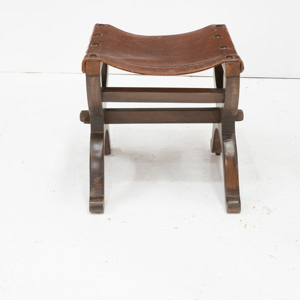 Mid 20th Century Spanish Leather Topped Tabouret