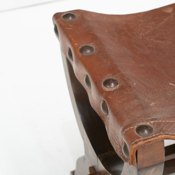 Mid 20th Century Spanish Leather Topped Tabouret