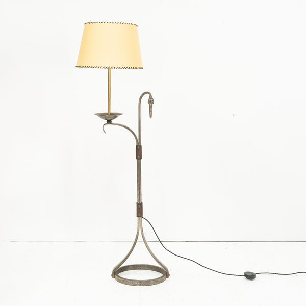 1960s Brutalist Iron Floor Lamp by Jean Pierre Ryckaert for Le Dauphin