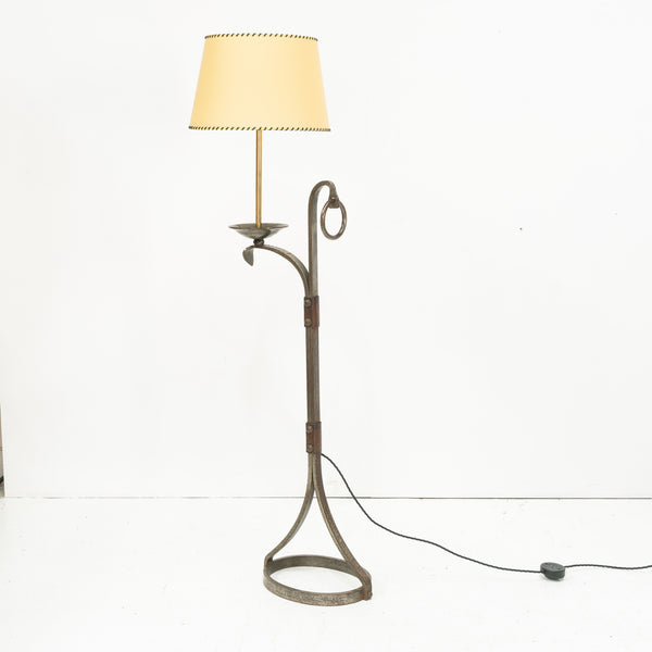 1960s Brutalist Iron Floor Lamp by Jean Pierre Ryckaert for Le Dauphin