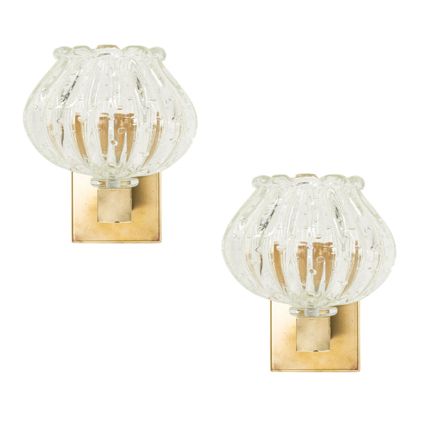 Pair Murano Bullicante Tulip Wall Sconces