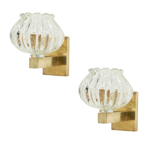 Pair Murano Bullicante Tulip Wall Sconces