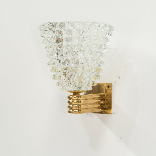 Pair of Murano Rostrato Wall Sconce with Ribbed Arm