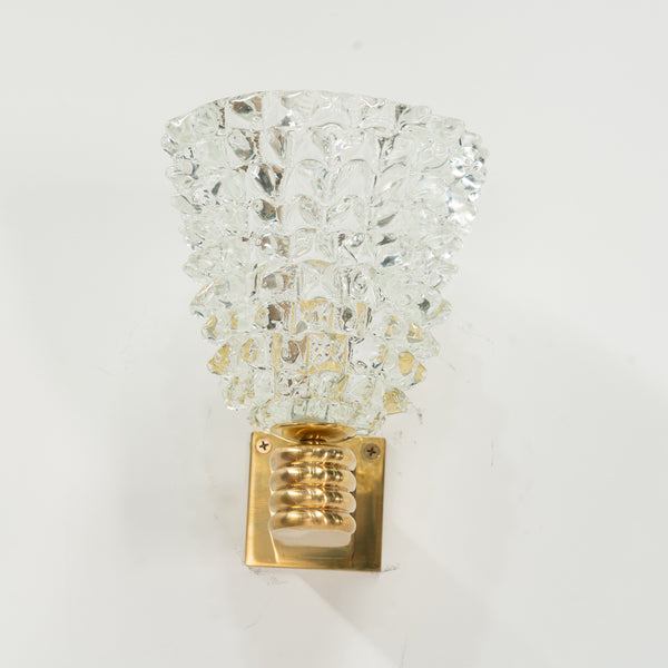 Pair of Murano Rostrato Wall Sconce with Ribbed Arm