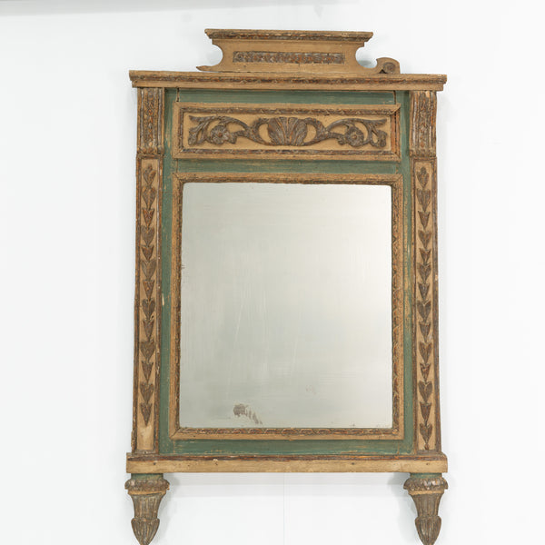 Louis XVI Italian Green and Gilt Piedemont Mirror