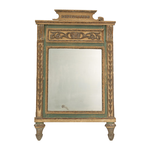 Louis XVI Italian Green and Gilt Piedemont Mirror