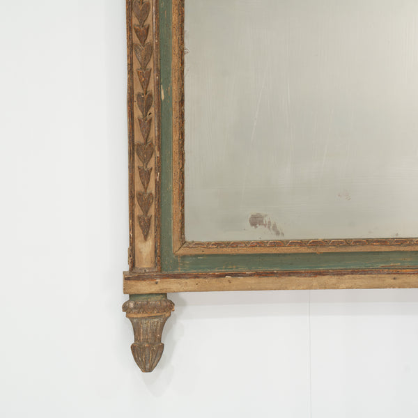 Louis XVI Italian Green and Gilt Piedemont Mirror