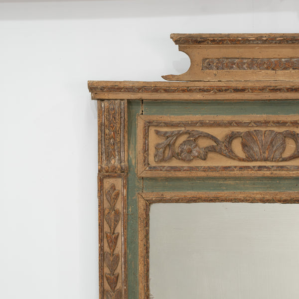 Louis XVI Italian Green and Gilt Piedemont Mirror