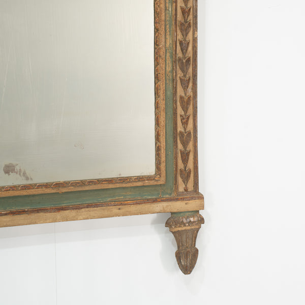 Louis XVI Italian Green and Gilt Piedemont Mirror