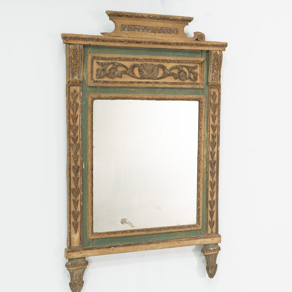 Louis XVI Italian Green and Gilt Piedemont Mirror