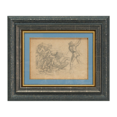 Early to Mid 19th Century Male Nude Graphite Drawing