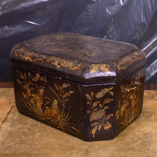 A Black Lacquer Chinoiserie Box