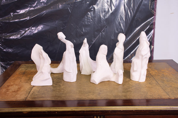 Set of 7 French Plaster Sculptures