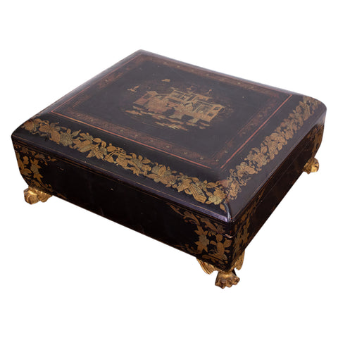 A 19th Century Chinese Export Lacquered Games Box 