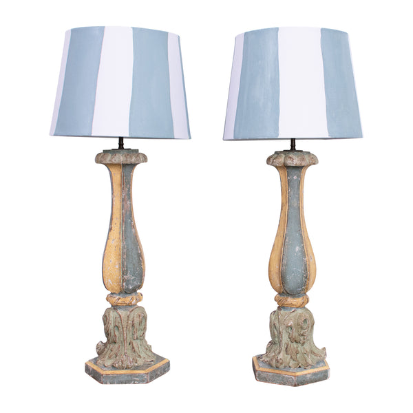 Pair of Striped Neo-Classical Lamps