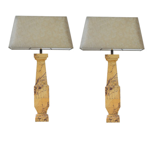 Pair of Italian Art Deco Style Scagliola Lamps